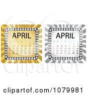 Poster, Art Print Of Gold And Silver April Calendars