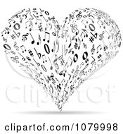 Poster, Art Print Of Black And White Music Note Heart
