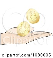 Poster, Art Print Of Hand Catching Gold Dollar Coins