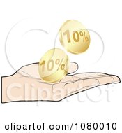 Poster, Art Print Of Hand Catching Gold Ten Percent Discount Coins