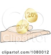 Poster, Art Print Of Hand Catching Gold Twenty Percent Discount Coins