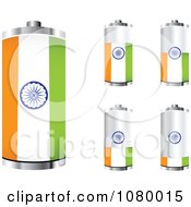 Poster, Art Print Of 3d Indian Flag Batteries At Different Charge Levels