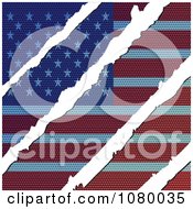 Poster, Art Print Of Rips Through A Wooden Usa Flag