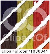 Poster, Art Print Of Rips Through A Wooden Belgium Flag