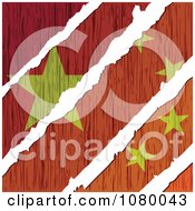 Poster, Art Print Of Rips Through A Wooden Chinese Flag
