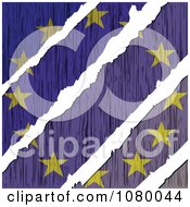 Poster, Art Print Of Rips Through A Wooden European Flag