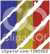 Poster, Art Print Of Rips Through A Wooden Romanian Flag