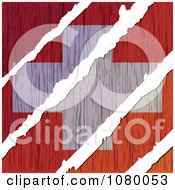 Poster, Art Print Of Rips Through A Wooden Swiss Flag