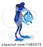 Clipart 3d Blue Springer Frog Holding A Water Droplet Royalty Free CGI Illustration