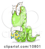 Wise Old Male Bookworm With A Monacle Over One Eye Clipart Illustration