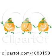 Clipart Halloween Jackolanterns Walking And Holding Hands Royalty Free Vector Illustration