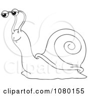 Clipart Outlined Happy Snail Royalty Free Vector Illustration