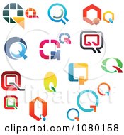 Clipart Colorful Abstract Letter Q Logos Royalty Free Vector Illustration