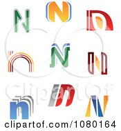 Clipart Colorful Abstract Letter N Logos Royalty Free Vector Illustration
