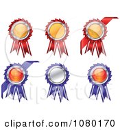 Poster, Art Print Of Set Of Blue And Red Award Ribbons