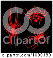 Clipart Creepy Red Tribal Spiders Royalty Free Vector Illustration