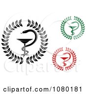 Black Green And Red Medical Caduceus Symbols