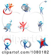 Poster, Art Print Of Blue And Red Silver People Logos