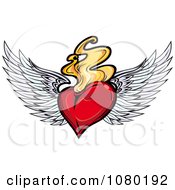 Red Winged Heart With Flames