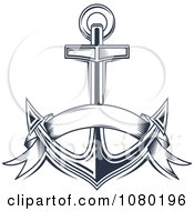 Clipart Navy Blue Banner And Anchor Royalty Free Vector Illustration