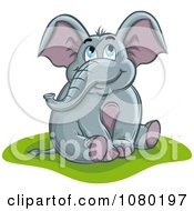 Poster, Art Print Of Happy Elephant Sitting And Daydreaming