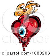 Clipart Heart With A Blue Eye And Flames Royalty Free Vector Illustration