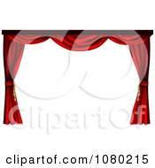 Clipart 3d Red Theater Stage Curtains Pulled To The Sides Royalty Free Vector Illustration by AtStockIllustration