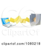 Poster, Art Print Of 3d Files Transferring To A Laptop To A Secure Safe