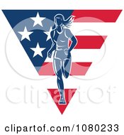 Clipart Female American Runner Over A Triangle Royalty Free Vector Illustration