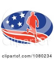 Poster, Art Print Of Male Marathon Runner Over An American Oval