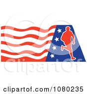 Poster, Art Print Of Male Marathon Runner Over An American Flag