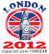 Poster, Art Print Of London 2012 New Year Big Ben And Uk Circle Flag