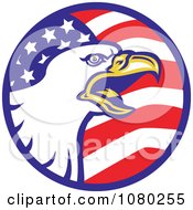 Poster, Art Print Of Bald Eagle And American Flag Circle