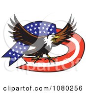 Clipart Bald Eagle And American Flag Banner Royalty Free Vector Illustration