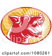 Clipart Red Orange And White Attacking Dog Royalty Free Vector Illustration