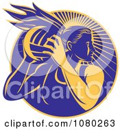 Yellow And Blue Female Netball Player Over Rays