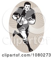 Poster, Art Print Of Black And White Football Player Over Tan Rays