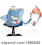 Poster, Art Print Of Shark Salesman Holding A Bad Contract In His Hand