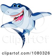 Clipart Happy Blue Shark Royalty Free Vector Illustration by Pushkin