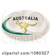 Clipart Kangaroo On An Australia Rugby Ball Royalty Free Vector Illustration by patrimonio