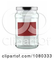 Blank Red Label On A 3d Glass Jar