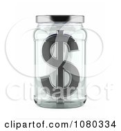 3d Empty Clear Glass Dollar Jar With A Lid