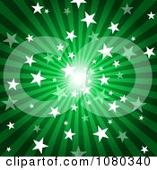 Poster, Art Print Of Green Starry Burst And Rays Background