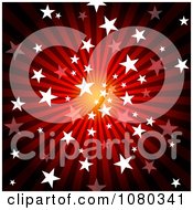 Poster, Art Print Of Red Starry Burst And Rays Background