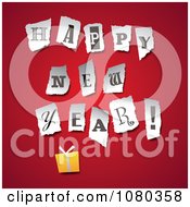 Poster, Art Print Of Torn Happy New Year Letters Over A Gift On Red