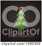 Clipart Torn Paper Tree Over Merry Christmas Text On Black Royalty Free Vector Illustration