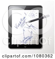 Poster, Art Print Of 3d Stylus Pen Drawing A Ski Vacation Scene On A Tablet
