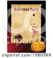Grungy Halloween Party Frame With A Spider Web And Jackolantern