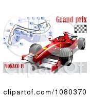Clipart Formula One Race Car And Grand Prix Circuit Royalty Free Vector Illustration by Eugene