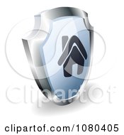 Clipart 3d Silver And Blue Home Shield Royalty Free Vector Illustration